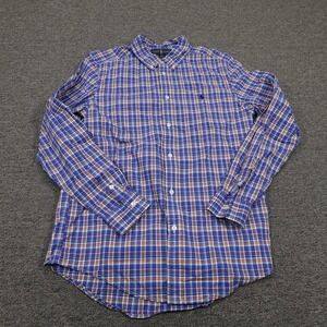 Ralph Lauren Shirt Youth XL 18-20 Blue Plaid Button Down Long Sleeve Pony Logo